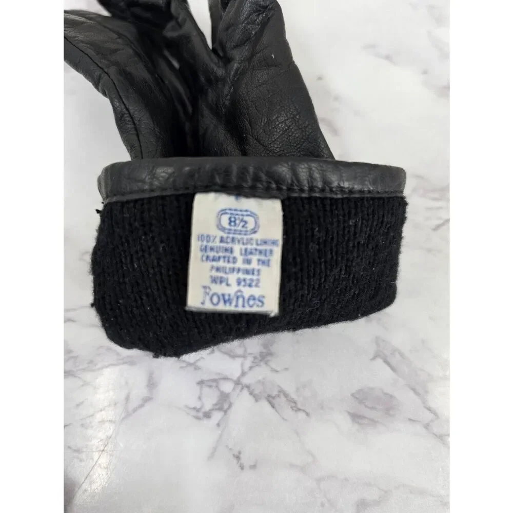 Fownes Short Black Leather Driving Gloves
